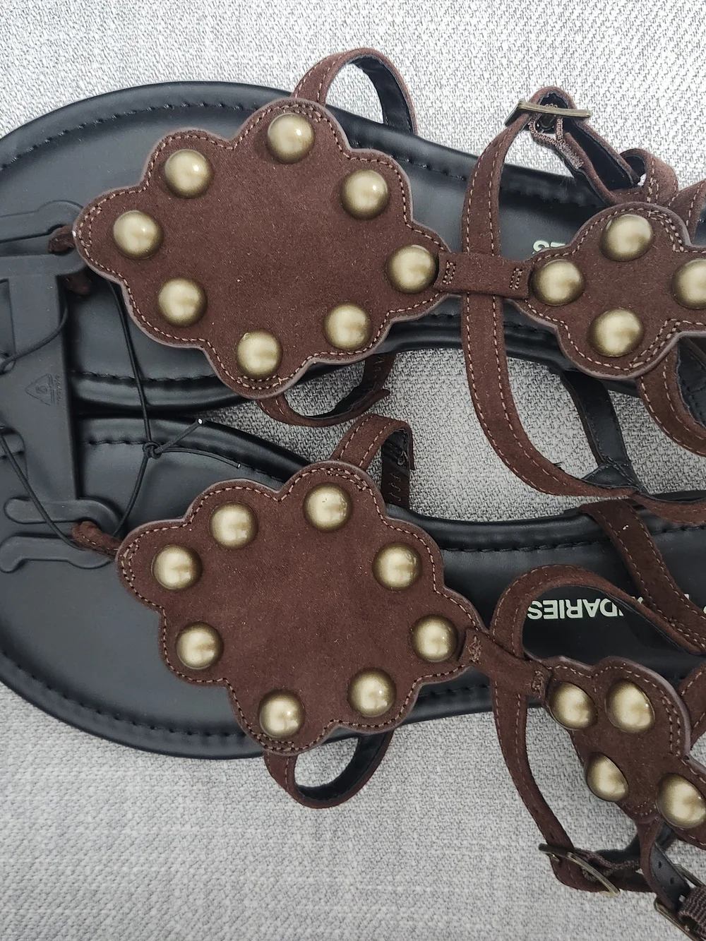 No Boundaries Brown Studded Gladiator Sandals